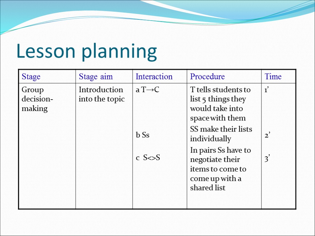 Lesson planning